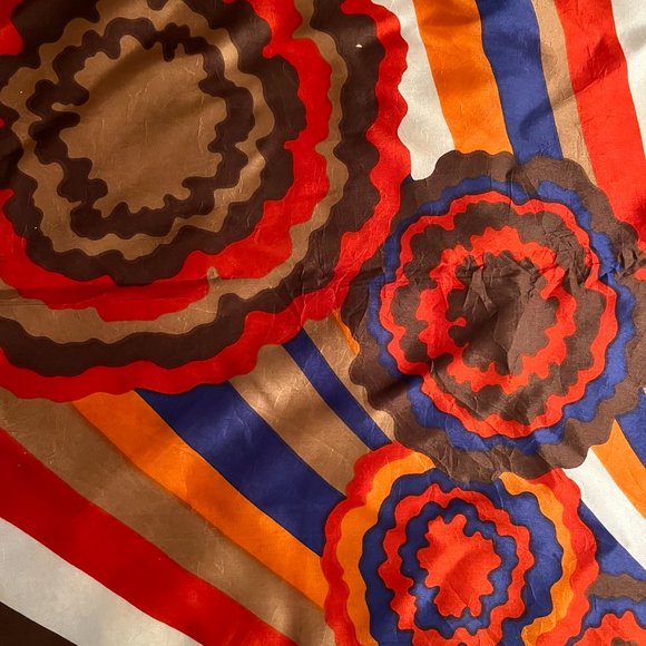 Vintage Mod Scarf - Graphic Floral and Stripes Motif - Picture 11 of 11